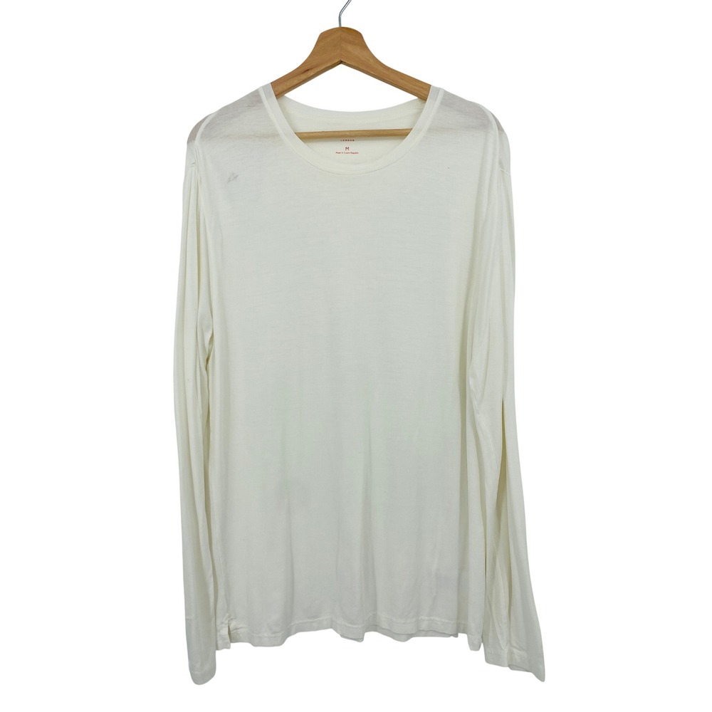 Derek Rose Long Sleeve T-Shirt Men Size M Vanilla Crew Neck Micro Modal‎